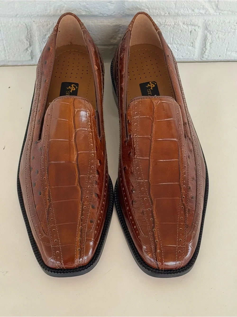 Stacy Adams Alligator Print Square Toe Loafers Men's 8
